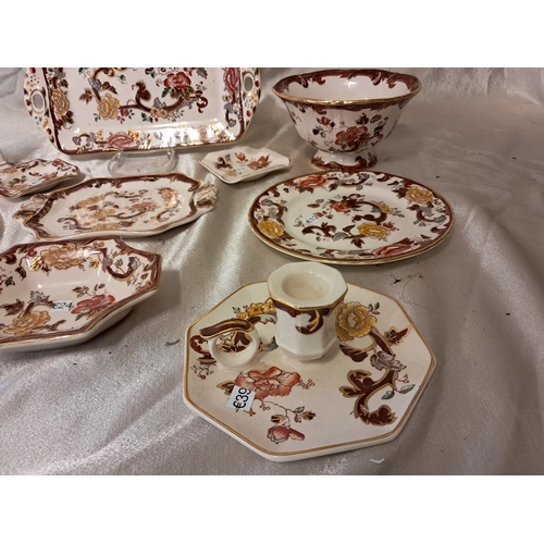 1278 - Lot of Masons Ironstone Pottery, Brown Velvet including Dishes, Bowls and Candlestick (10 Pieces)