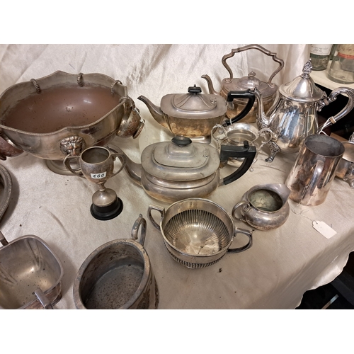 1304 - Vintage Picquot Ware 4 Piece Tea/Coffee Set, Punch Bowl, Gallery Tray and a lot of Silver Plate item... 