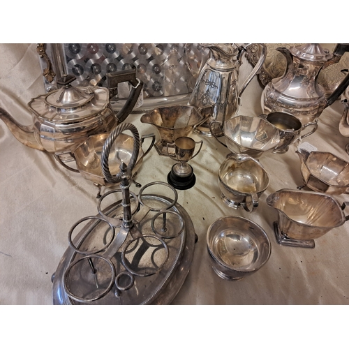 1308 - Large Mixed lot of Silver Plated Tea Pots, Coffee Pots, Trays, Jugs, Bowls, etc (20 Pieces)