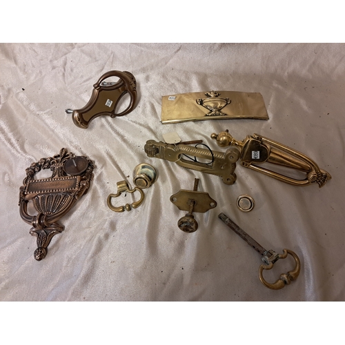 1310 - Lot of Brass Door Furniture including Knockers and Handles etc