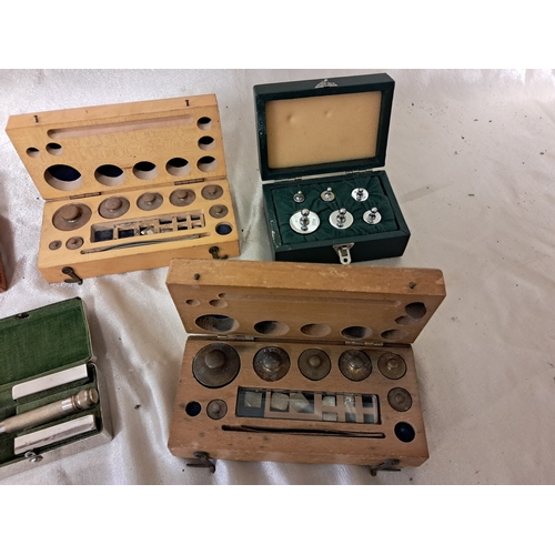 1311 - Lot of 3 Cased Sets of Weights, 2 Gentleman's Travel Kits and an Air France Plane Model (8cm)