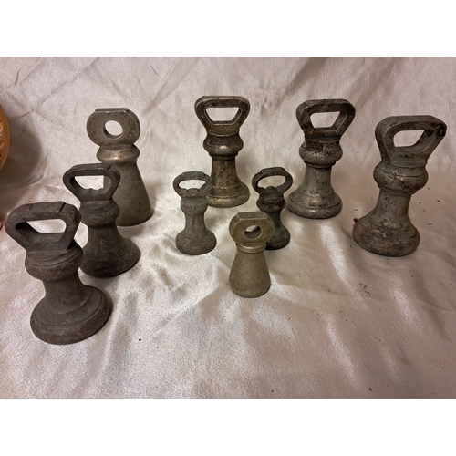 1314 - Good lot of 9 Dumbbell Shop Scale Weights