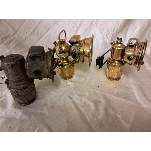 1330 - Three Carbide Lamps including 2 Brass examples