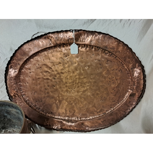 1344 - Large Copper Tray (74cm x 54cm) and a Brass Jardiniere