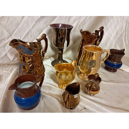 1345 - Collection of 6 Victorian Lustreware Jugs and 3 others