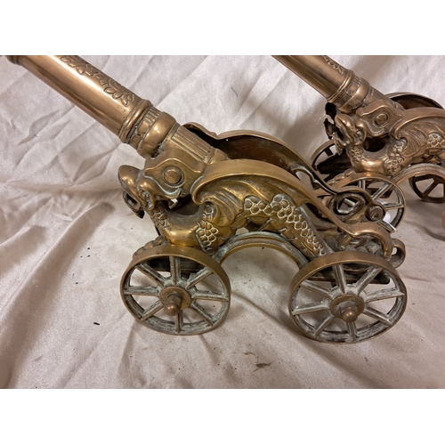 1346 - Good Pair of Brass Cannons (45cm Long)