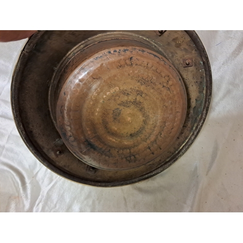 1362 - Large Brass Two Handled Dish with Inset Copper Pot (45cm Diameter)