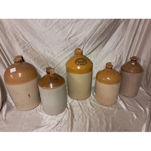 1370 - Lot of 5 Earthenware Whiskey Crocks (Tallest 40cm)