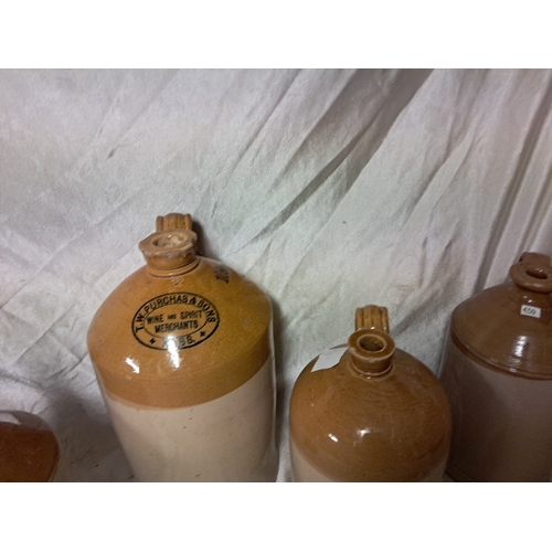 1370 - Lot of 5 Earthenware Whiskey Crocks (Tallest 40cm)