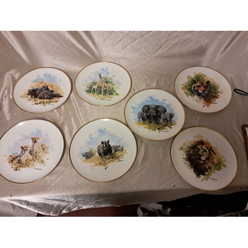 1404 - Lot of 7 David Shepherd Wildlife Plates by Wedgewood - with Certificates