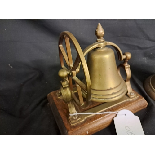 618 - Vintage School Bell and a Brass Desk Bell