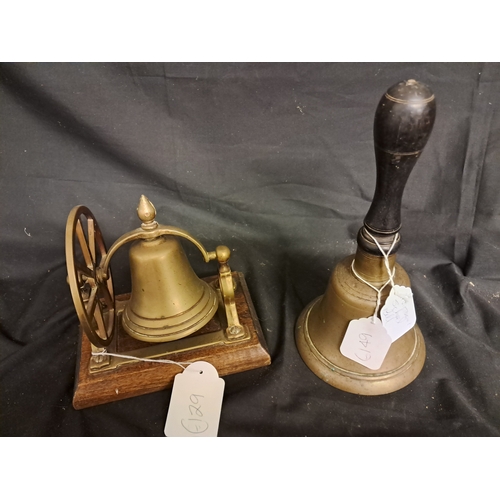 618 - Vintage School Bell and a Brass Desk Bell