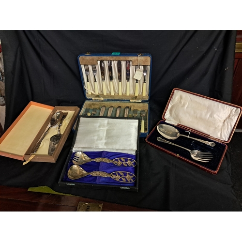 622 - Set of 4 Vintage Cased Cutlery Sets