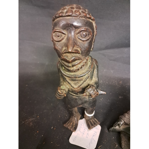 624 - African Bronze Tribal Figure (16cm) and another Masai Figure