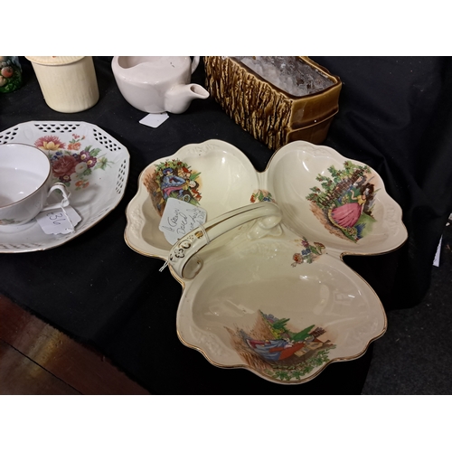 630 - Crown Ducal Shamrock Dish, Pair T.V. Cups, Royal Albert Clock etc