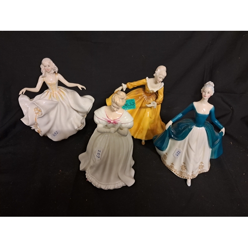 632 - Four Royal Doulton Figures - Kirsty, Regal Lady, Denise and Sweet Seventeen