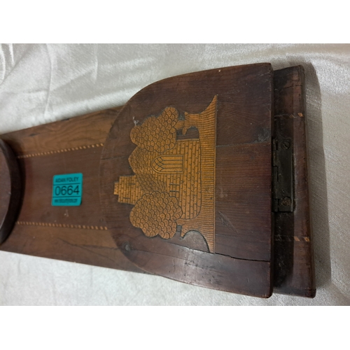 664 - 19th Century Killarney Wood Yew and Arbutus Wood Book Stand with Muckross Abbey Inlays (37cm Long)