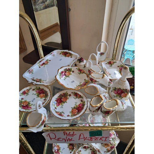 12 - Four Shelves of Royal Albert Old Country Rose China (over 50 Pieces)