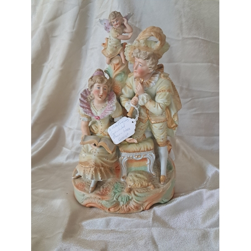 21 - Early 20th Century Continental Pottery Figural Group (33cm Tall)