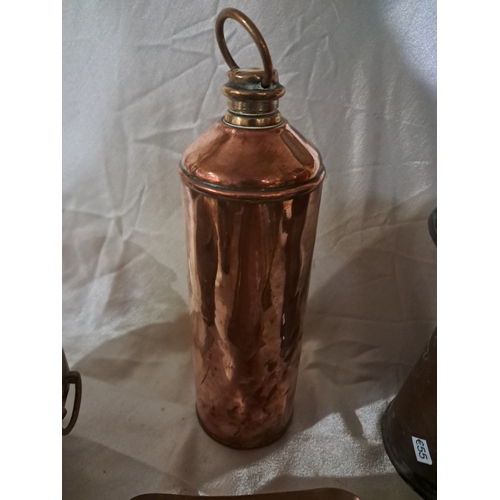 162 - Good mixed lot of Copper and Brass including a lovely Copper Water Flask