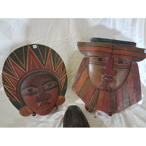 164 - Pair of Aztec Wall Plaques and an African Wall Mask