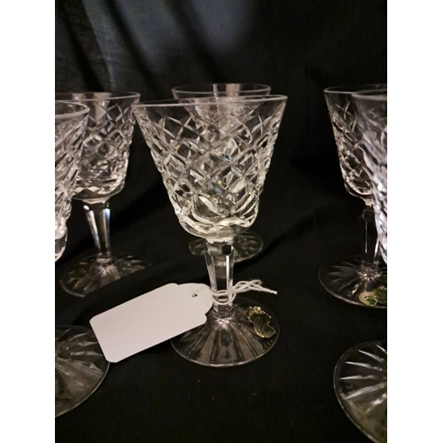 185 - Set of Six Waterford Glass Stem Glasses (12cm Tall)