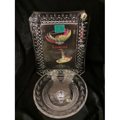 192 - Waterford Lismore Photo Frame and a Tazza (both boxed)