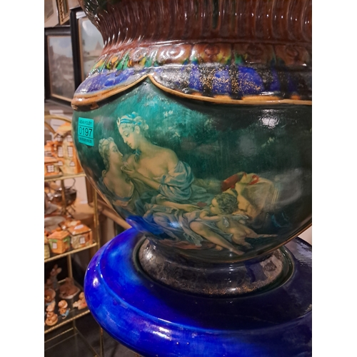 197 - Tall Majolica Style Jardiniere on Stand (155cm Tall)