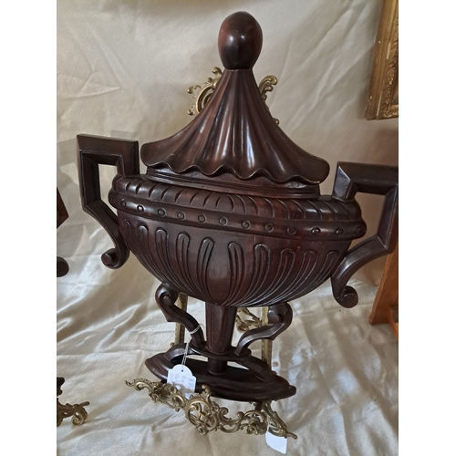 258 - Pair of Adams Style Mahogany Urn Wall Plaques (50cm Tall)