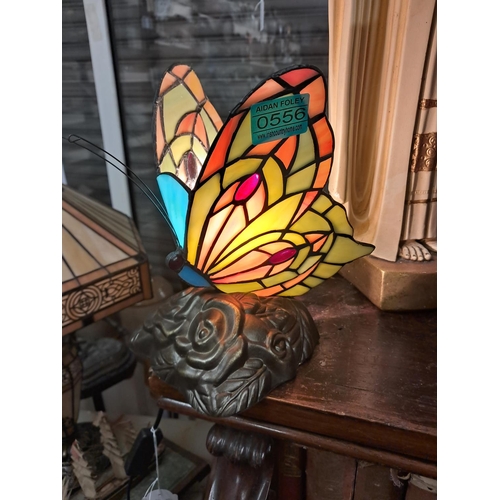 556 - Pair of Tiffany Style Butterfly Table Lamps (22cm Tall)