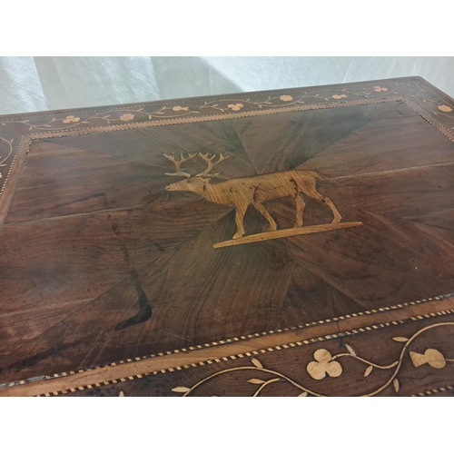 700 - Mid 19th Century Killarney Wood Sewing Table in Yew and Arbutus Wood. Profuslely Inlaid with Irish S... 