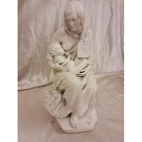 705 - After Sir Richard Winwacott - Parianware Figure of Mother and Baby by J. P. Peppi (33cm Tall)