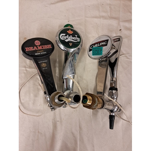 707 - Good lot of 3 Beer Taps including Beamish, Carling and Carlsberg