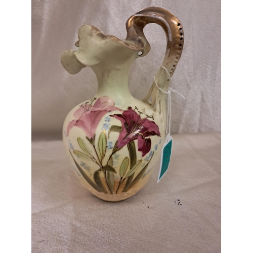 719 - Austrian Ivory Blush Hand Painted Ewer (16cm Tall)