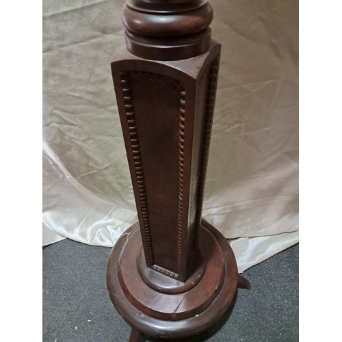 385 - Victorian Mahogany Torchere with Reeded Column (170cm Tall)