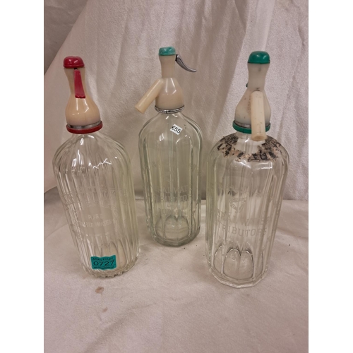 727 - Three Vintage Glass Soda Syphons - 1 Bandon and 2 Dublin