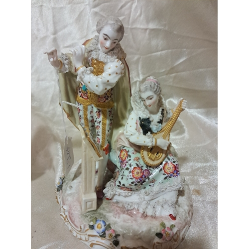 396 - Two Continental Porcelain Figural Groups (Taller 25cm)