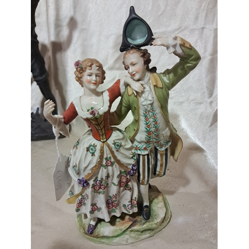 396 - Two Continental Porcelain Figural Groups (Taller 25cm)