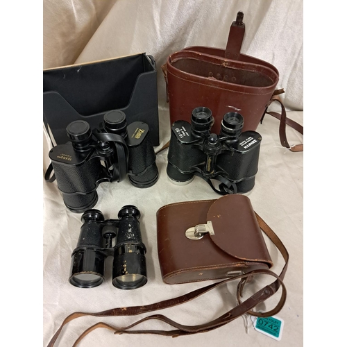 742 - Three Pairs of Binoculars including Two Zenith examples - all in cases