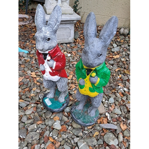 1005 - Pair of Cast Garden Statuary Rabbit Figures 