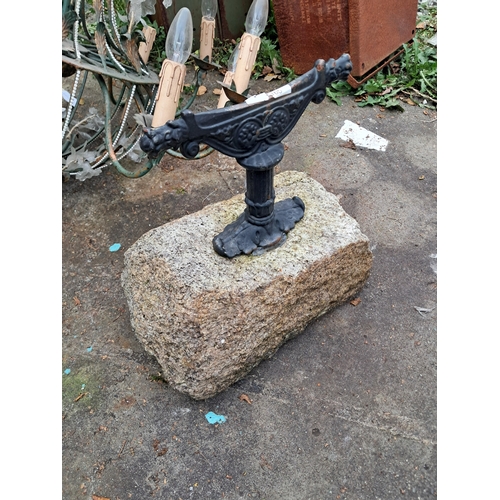 1038 - Cast Iron Foot Scraper on a Granite Base