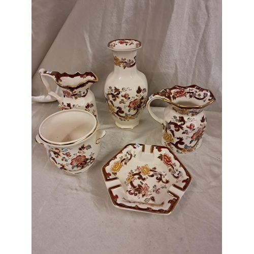 788 - 5 Pieces of Masons Ironstone Red Mandalay Pattern Pottery (Tallest 25cm)