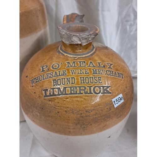 795 - Three Limerick interest Stoneware Whiskey Crocks including  P. O'Mealy Round House (Tallest 42cm)