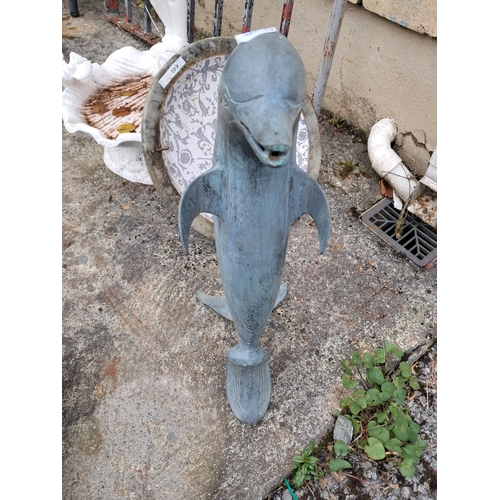 1068 - Bronzed Metal Dolphin Water Feature (46cm Tall)