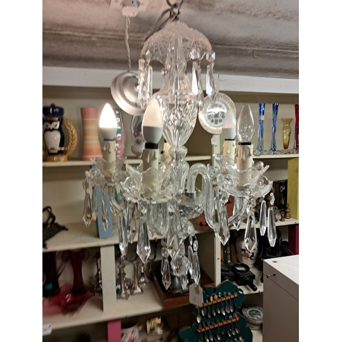 1341 - Waterford Cut Glass 5 Branch Chandelier