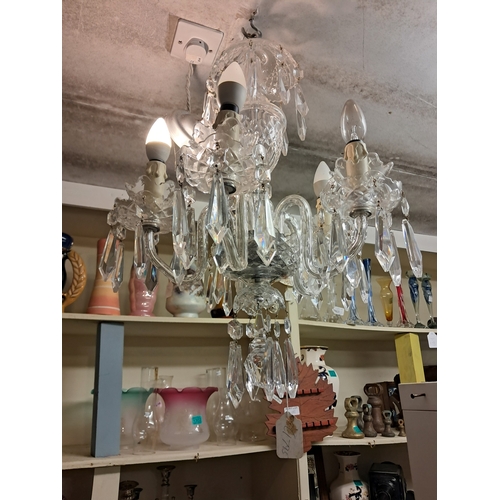 1341 - Waterford Cut Glass 5 Branch Chandelier