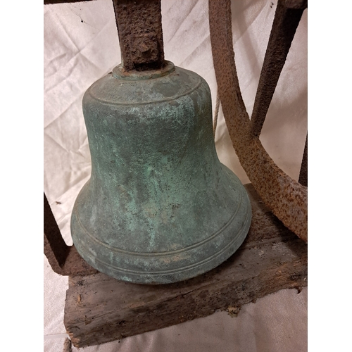 1349 - 19th Century Copper Estate Bronze Bell on its original Cast Iron Stand (76cm x 50cm x 55cm)