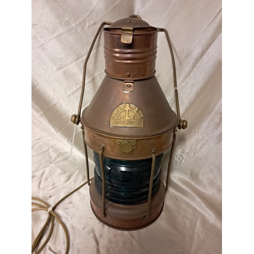 1395 - Copper Ship's Lamp - electrified (48cm Tall)