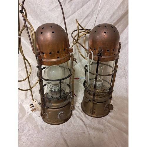 1398 - Pair of Electrified Storm or Tilly Lamps