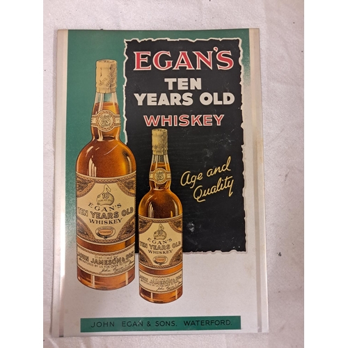 808 - John Egan & Sons Waterford (Ten Year Old Whiskey) Tin Advertising Sign (28cm x 19cm)